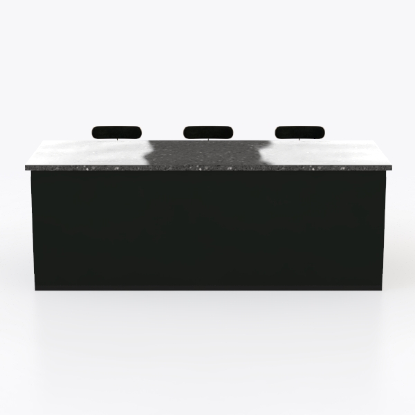 Scrivania da 180,3 cm con cassetti chiudibili con serratura, moderno banco cassa per la vendita al dettaglio, elegante tavolo da scrivania per ufficio e vendita al dettaglio, finitura grigia e nera