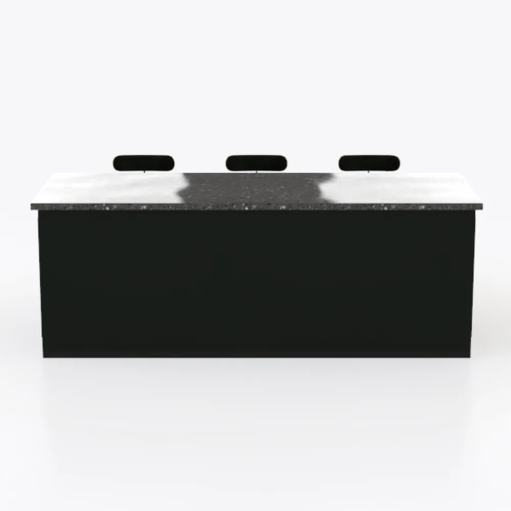 Scrivania da 180,3 cm con cassetti chiudibili con serratura, moderno banco cassa per la vendita al dettaglio, elegante tavolo da scrivania per ufficio e vendita al dettaglio, finitura grigia e nera