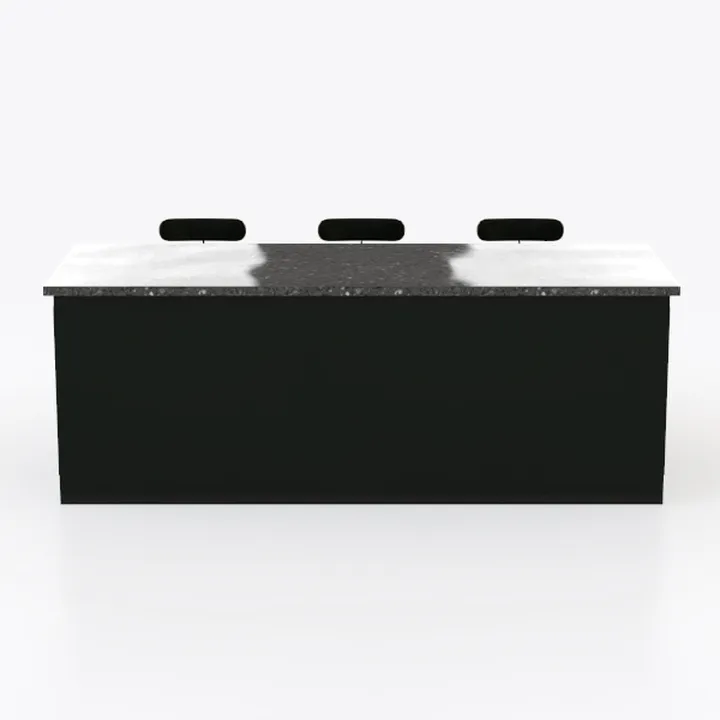 Scrivania da 180,3 cm con cassetti chiudibili con serratura, moderno banco cassa per la vendita al dettaglio, elegante tavolo da scrivania per ufficio e vendita al dettaglio, finitura grigia e nera