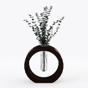 Minimalist Dark Wood Glass Tabletop Vase 3D Model