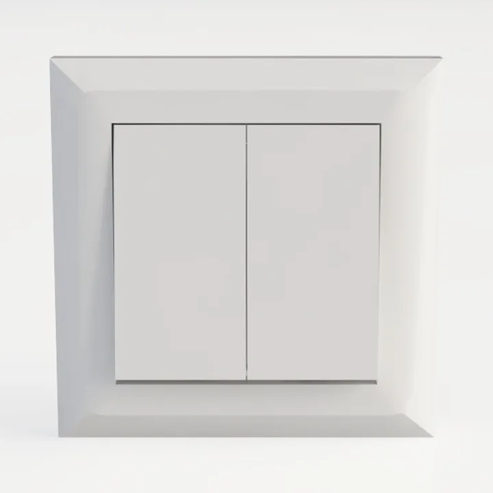 Minimalist White Double Wall Light Switch Panel 3D Model