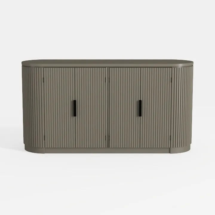 Minimalist Fluted Solid Wood Sideboard Cabinet 3D Model