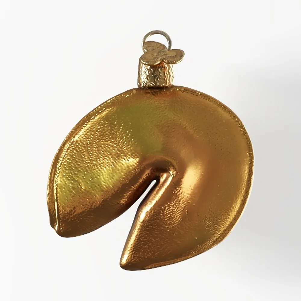 Fortune Cookie Glass Blown Ornaments_ai generated