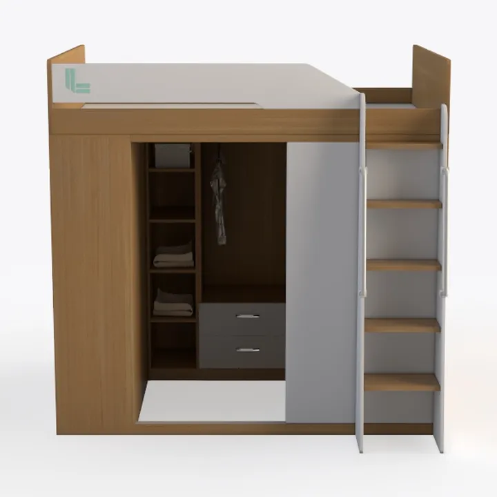 Twin Loft Bed with Desk and Storage Shelf, Twin Si
