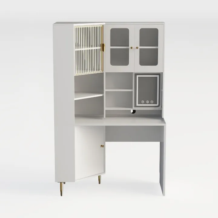 AMNOOI Modern Computer Desk with 90-Degree Rotatin