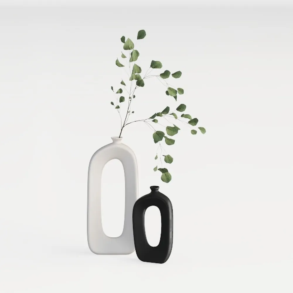 Heart Shape Ceramic Vase Nordic Home Decorative Flower Vase Ornament Living Room Art Arrangement Simple Flower Bottles