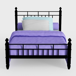 Black Metal Classic Traditional Bed with Bedding 3D Model