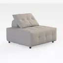 Minimalist Boucle Fabric Ottoman with Tufted Back Cushion 3D Model Right 45 Degree View