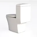 Minimalist White Ceramic One Piece Toilet 3D Model Left 45 Degree View