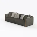 Minimalist Dark Fabric Modern Sofa with Decorative Throw Pillows 3D Model Left 45 Degree View