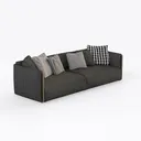 Minimalist Dark Fabric Modern Sofa with Decorative Throw Pillows 3D Model Right 45 Degree View