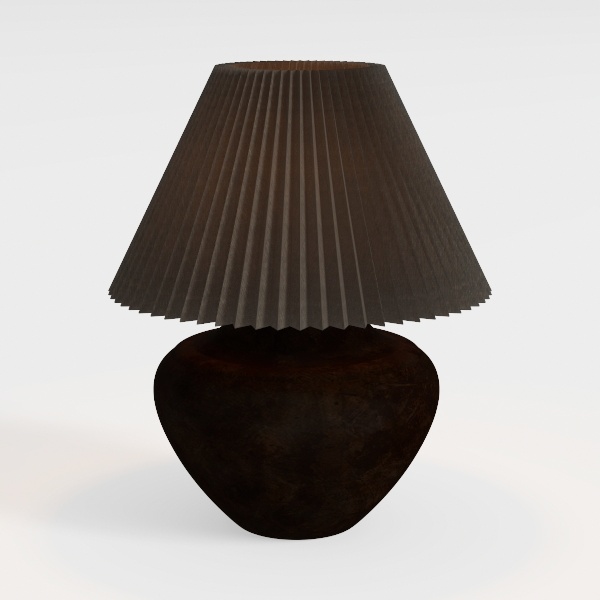 Retro Pleated Ceramic Table Lamp Handcrafted Round