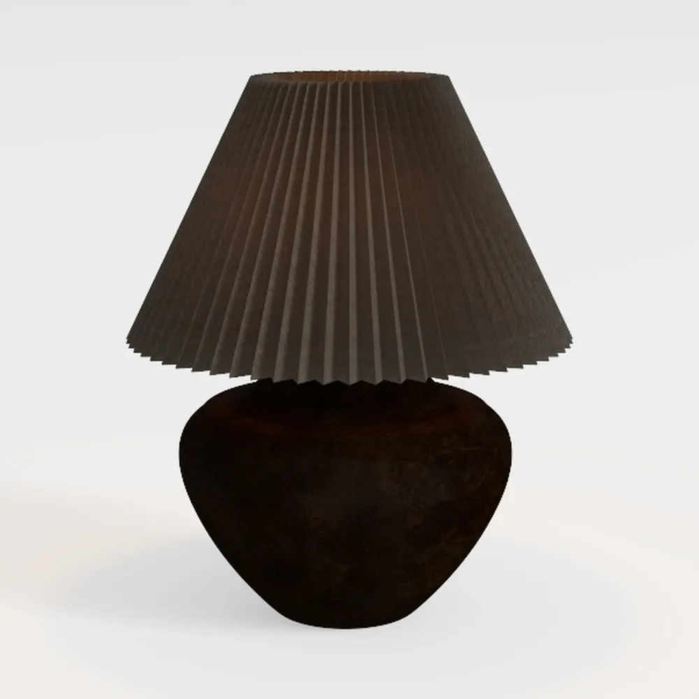 Retro Pleated Ceramic Table Lamp Handcrafted Round