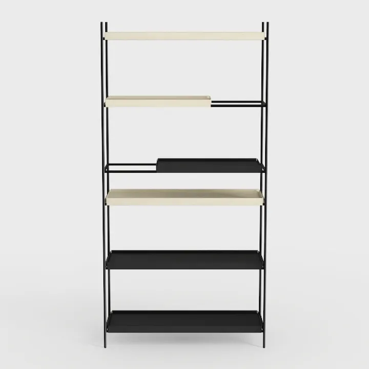 Modern Minimalist Metal Wood Open Bookshelf 3D Model