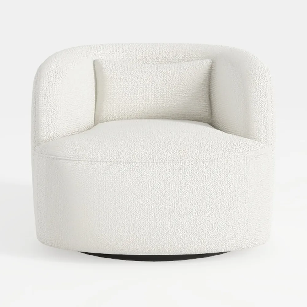 34" W Mid Century Modern Swivel Barrel Chair