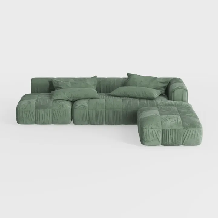 117" Modern Compressed Boneless Couch with Ottoman