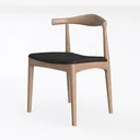 Minimalist Solid Oak Fabric Upholstered Armchair 3D Model Left 45 Degree View