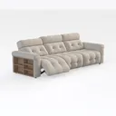 Minimalist Tufted Fabric Reclining Sofa 3D Model Right 45 Degree View
