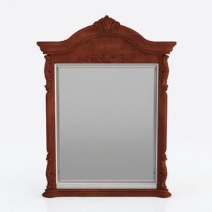 Vintage Carved Solid Wood Wall Mirror 3D Model
