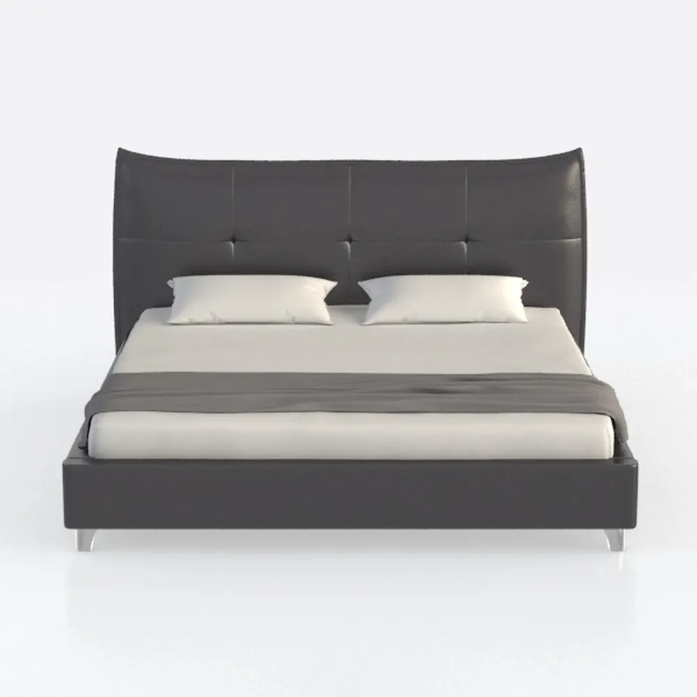 vidaXL Full-Size Bed Frame & Headboard in Black Fa