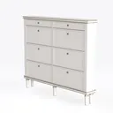 Minimalist Off White Solid Wood 10 Drawer Dresser 3D Model Left 45 Degree View