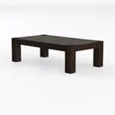 Minimalist Dark Solid Wood Coffee Table 3D Model Left 45 Degree View
