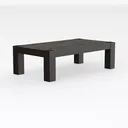 Minimalist Dark Solid Wood Coffee Table 3D Model Right 45 Degree View