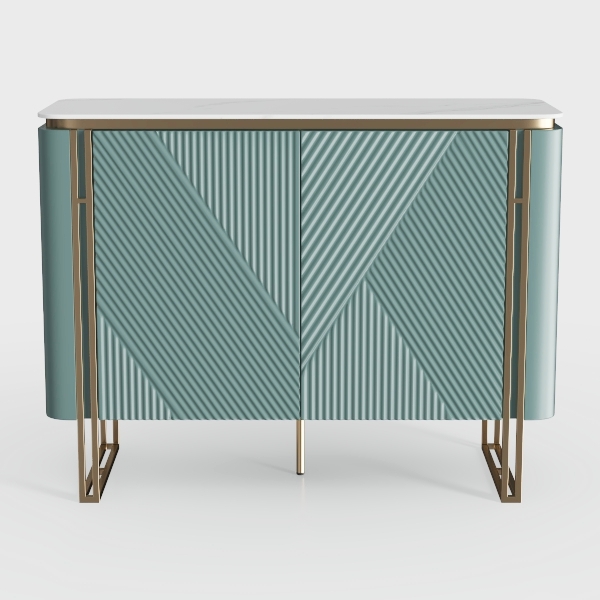 HLR Green Accent Fluted Small Cabinet with 2 Doors