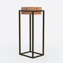 Modern Minimalist Solid Wood Metal Frame Side Table 3D Model Left 45 Degree View