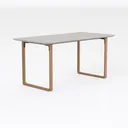 Minimalist Solid Wood White Top Dining Table 3D Model Right 45 Degree View