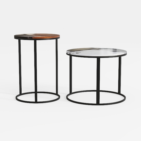 aboxoo Coffee Table Nesting Side Round Set of 2 