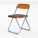 Modern Minimalist Acrylic Metal Folding Chair 3D Model Left 45 Degree View