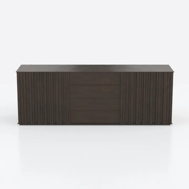 Minimalist Dark Walnut Fluted Sideboard Cabinet 3D Model
