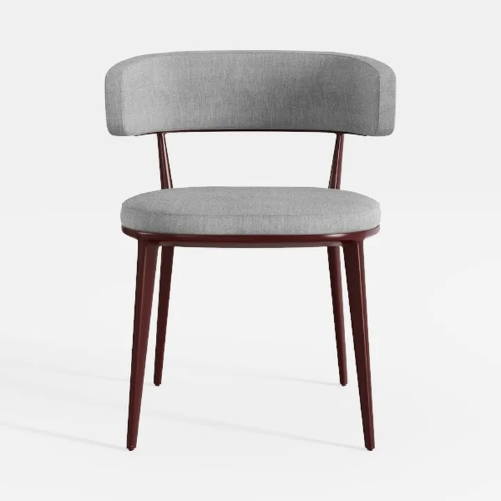 Modern Minimalist Gray Fabric Upholstered Metal Dining Chair 3D Model