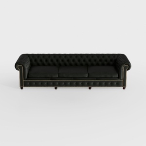 Vintage Black Leather Chesterfield Tufted Sofa 3D Model