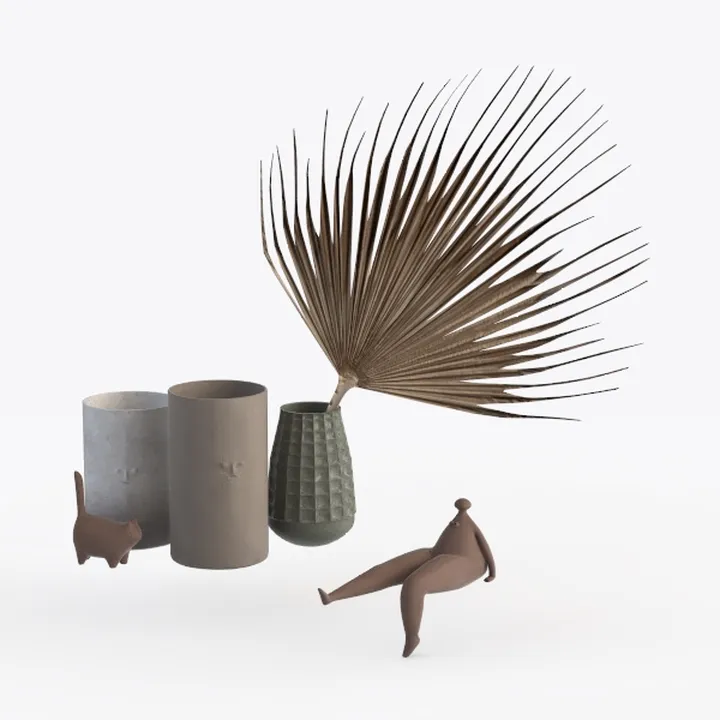 Minimalist Neutral Tone Home Decor Accessories Vases Sculptures 3D Model