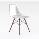 Modern Minimalist Plastic Wooden Dining Chair 3D Model Right 45 Degree View