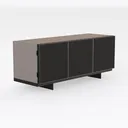 Minimalist Fluted Solid Wood Sideboard Cabinet 3D Model Right 45 Degree View