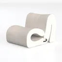 Minimalist White Fabric Curved Accent Chair 3D Model Left 45 Degree View