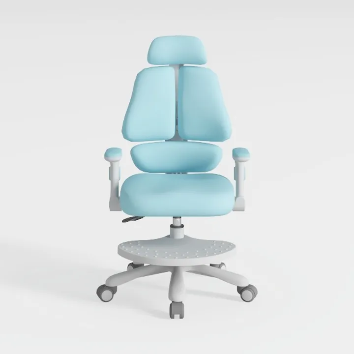 Modern Light Blue Fabric Ergonomic Office Chair 3D Model