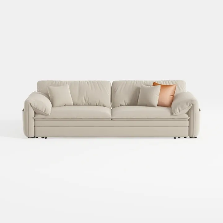 Minimalist Beige Fabric Extra Large Sofa 3D Model