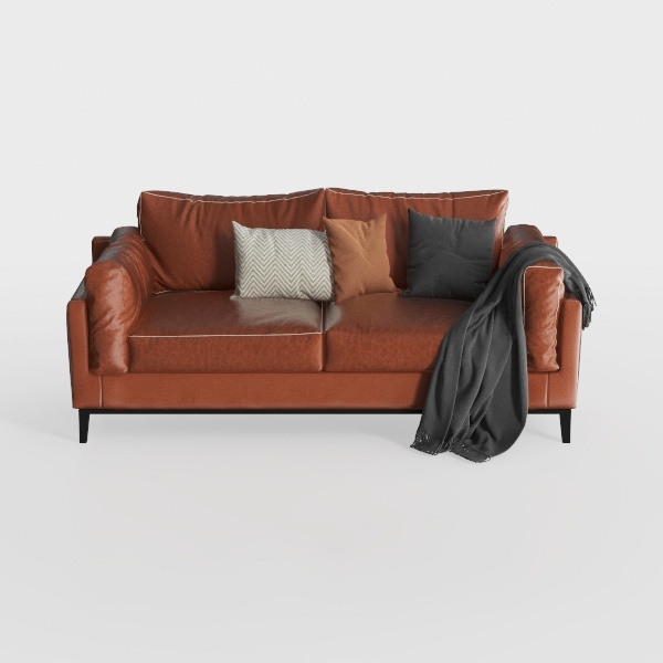 Valencia Jasper 85&quot; Cognac Tan Brown 3 Seater Full