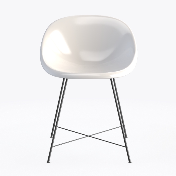 30 in. White Backless Metal Bar Stool with Plastic