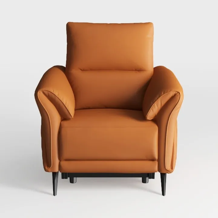 Modern Tan Leather Recliner Armchair Comfortable Living Room 3D Model