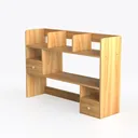 Minimalist Solid Wood Bookshelf With Drawers Open Storage 3D Model Left 45 Degree View