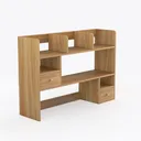 Minimalist Solid Wood Bookshelf With Drawers Open Storage 3D Model Right 45 Degree View