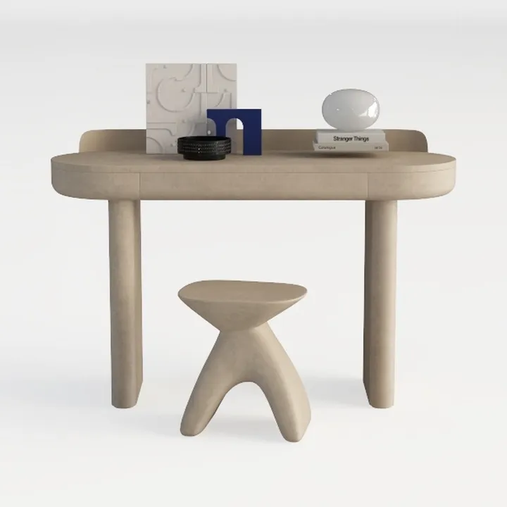 Kataleya 19.49 in. Gray Round Concrete End Table