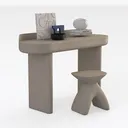Kataleya 19.49 in. Gray Round Concrete End Table Right 45 Degree View