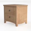 Natural Solid Wood Two Drawer Nightstand Minimalist Bedroom Furniture 3D Model Left 45 Degree View