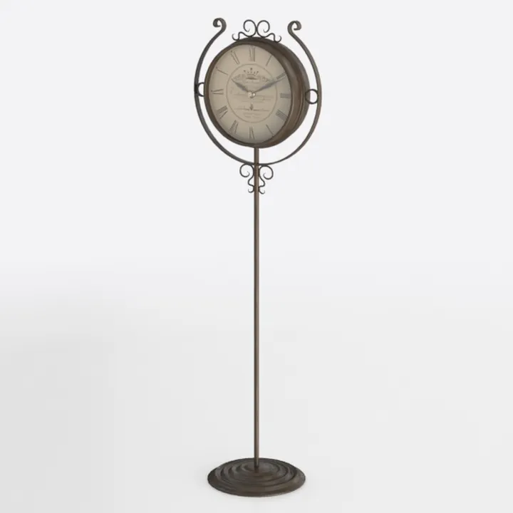 Vintage Metal Freestanding Decorative Floor Clock 3D Model